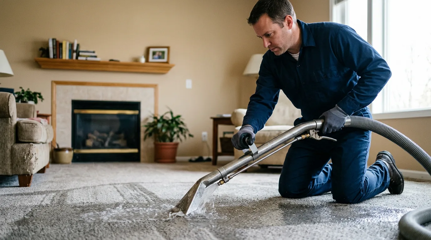 Water damage restoration technician working near Portland, ND